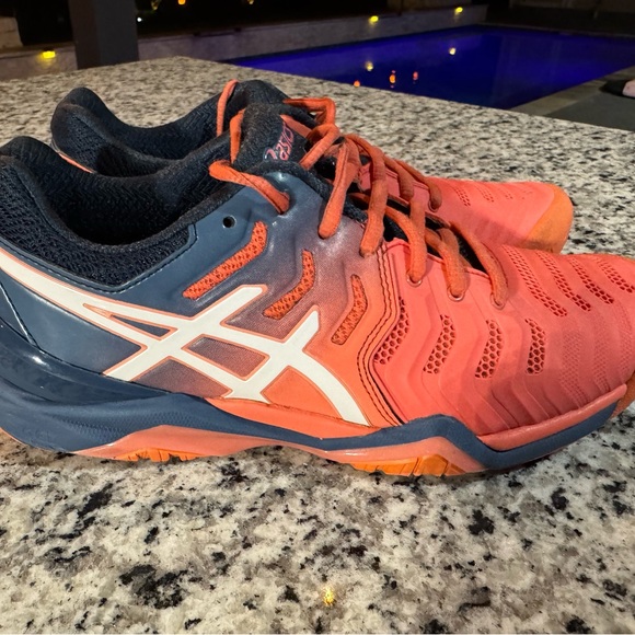 Asics Shoes - Asics Gel resolution 7 Coral and Deep Blue Sneakers